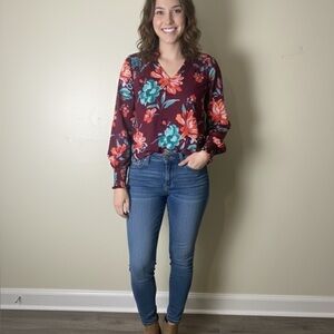 ZAC & RACHEL Floral V-Neck Blouse